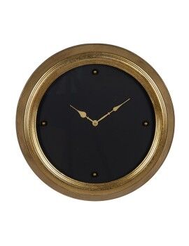 Relógio de Parede Preto Dourado PVC Cristal Ferro Madeira MDF 46 x 6 x 46 cm