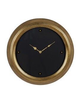 Reloj de Pared Negro Dorado PVC Cristal Hierro Madera MDF 46 x 6 x 46 cm