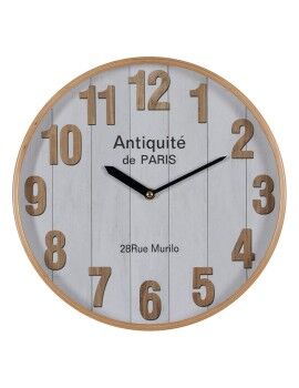 Reloj de Pared Blanco Natural Madera Cristal 32 x 32 x 4,5 cm