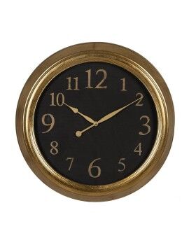 Relógio de Parede Preto Dourado PVC Cristal Ferro Madeira MDF 47 x 5,5 x 47 cm