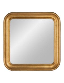 Espelho de parede Dourado Cristal madeira de pinho 80 x 80 cm