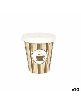 Set de Vasos Algon Con Tapa Desechables Café Cartón 6 Piezas 250 ml (20 Unidades)