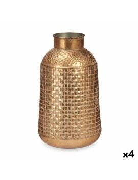 Vaso Dourado Metal 22,5 x 39,5 x 22,5 cm (4 Unidades) Com relevo