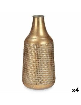 Vaso Dourado Metal 21 x 44 x 21 cm (4 Unidades) Com relevo