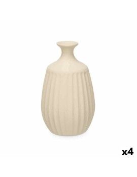 Vaso Bege Cerâmica 19 x 31 x 19 cm (4 Unidades) Riscas