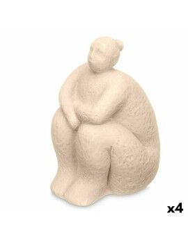 Figura Decorativa Bege Dolomite 18 x 30 x 19 cm (4 Unidades) Mulher Sentado