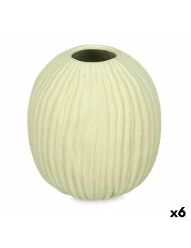 Vaso Verde Dolomite 15 x 18 x 15 cm (6 Unidades) Esfera Riscas