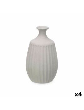 Vaso Cinzento Cerâmica 19 x 31 x 19 cm (4 Unidades) Riscas