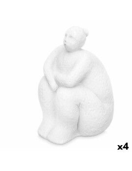 Figura Decorativa Branco Dolomite 18 x 30 x 19 cm (4 Unidades) Mulher Sentado