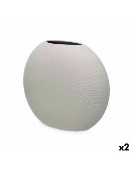 Vaso Cinzento Cerâmica 36 x 34 x 16 cm (2 Unidades) Circular