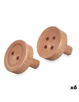 Colgadores Marrón Madera Botones Set 2 Piezas (6 Unidades)