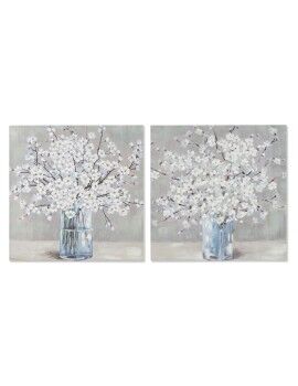 Cuadro Home ESPRIT Shabby Chic Florero 80 x 3 x 80 cm (2 Unidades)