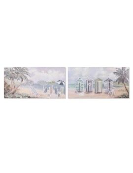 Pintura Home ESPRIT Praia Mediterrâneo 120 x 3 x 60 cm (2 Unidades)