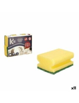 Set de Estropajos Amarillo Verde Poliuretano Fibra abrasiva 4 Piezas (11 Unidades)