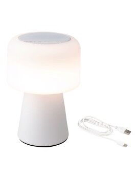 Lámpara LED con Altavoz Bluetooth y Cargador Inalámbrico Lumineo 894417 Blanco 22,5 cm Recargable