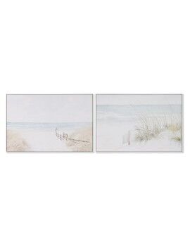 Pintura Home ESPRIT Praia Mediterrâneo 120 x 4 x 80 cm (2 Unidades)