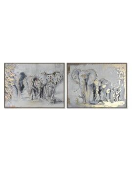 Pintura Home ESPRIT Elefante Colonial 100 x 4 x 75 cm (2 Unidades)