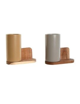 Bote para Utensilios de Cocina Home ESPRIT Beige Gris Marrón oscuro Acacia Dolomita 20 x 9,5 x...