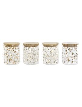 Bote DKD Home Decor Bambú Vidrio de Borosilicato Shabby Chic 700 ml 10 x 10 x 12,5 cm (4 Unidades)