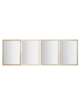 Espejo de pared Home ESPRIT Blanco Marrón Beige Gris Cristal Poliestireno 66 x 2 x 92 cm (4...