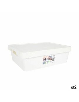 Caja de Almacenaje con Tapa Tontarelli Maya Blanco 9,2 l 36 x 28 x 11 cm (12 Unidades)