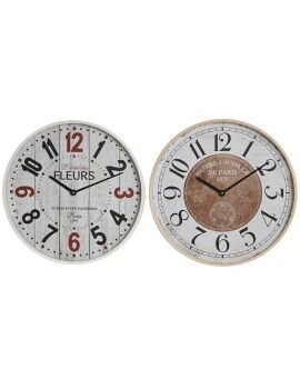 Relógio de Parede Home ESPRIT Branco Cristal Madeira MDF 40 x 4,5 x 40 cm (2 Unidades)