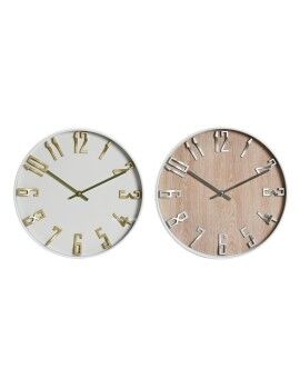 Relógio de Parede Home ESPRIT Branco Dourado Prateado PVC 30 x 4 x 30 cm (2 Unidades)