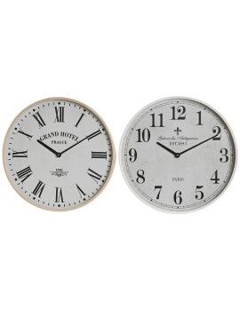 Reloj de Pared Home ESPRIT Blanco Cristal Madera MDF 40 x 4,5 x 40 cm (2 Unidades)