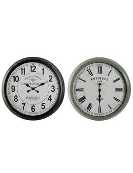 Relógio de Parede Home ESPRIT Preto Verde Metal Cristal 70 x 9 x 70 cm (2 Unidades)