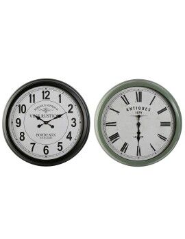 Reloj de Pared Home ESPRIT Negro Verde Metal Cristal 70 x 9 x 70 cm (2 Unidades)