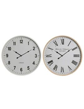 Relógio de Parede Home ESPRIT Branco Cristal Madeira MDF 53 x 6 x 53 cm (2 Unidades)