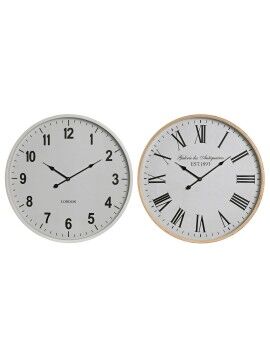 Reloj de Pared Home ESPRIT Blanco Cristal Madera MDF 53 x 6 x 53 cm (2 Unidades)