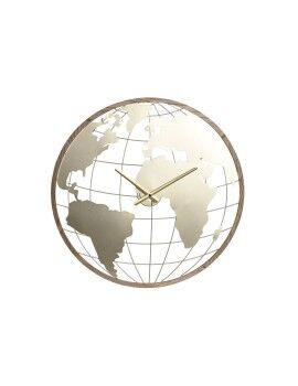 Relógio de Parede Home ESPRIT Preto Madeira Metal Mapa do Mundo Vintage 60 x 4,5 x 60 cm