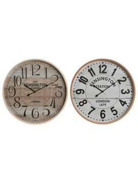 Relógio de Parede Home ESPRIT Kensington Branco Cristal Madeira MDF 53 x 6 x 53 cm (2 Unidades)
