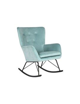 Cadeira de baloiço Home ESPRIT Preto Azul celeste Poliéster Metal 68 x 90 x 92 cm