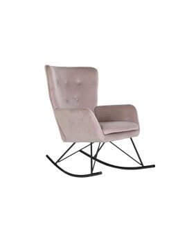 Cadeira de baloiço Home ESPRIT Preto Cor de Rosa Poliéster Metal 68 x 90 x 92 cm