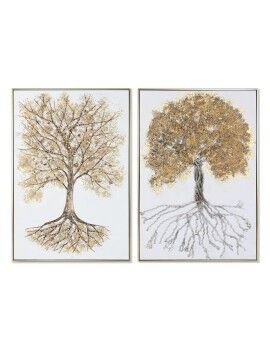 Pintura Home ESPRIT Árvore Moderno 82 x 5 x 122 cm (2 Unidades)