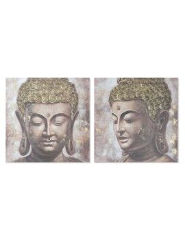 Pintura Home ESPRIT Buda Oriental 100 x 3 x 100 cm (2 Unidades)