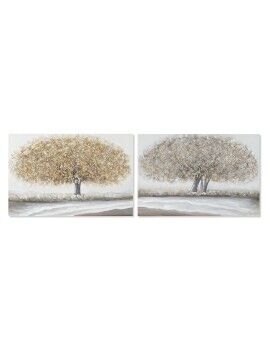 Pintura Home ESPRIT Árvore Tradicional 90 x 2,5 x 60 cm (2 Unidades)