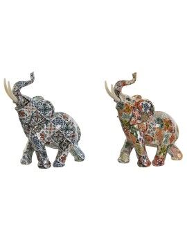 Figura Decorativa Home ESPRIT Multicolor Elefante Mediterrâneo 16 x 7 x 17 cm (2 Unidades)