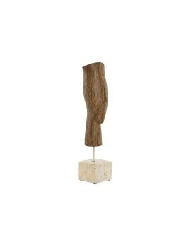 Figura Decorativa Home ESPRIT Blanco Marrón Cara 8,5 x 8,5 x 37,5 cm