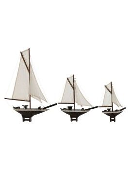 Figura Decorativa Home ESPRIT Blanco Marrón Mediterráneo 55 x 8 x 70 cm (3 Piezas)