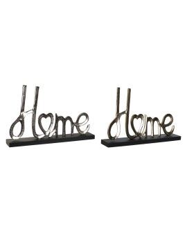 Figura Decorativa DKD Home Decor Negro Dorado Plateado Urbano 46 x 8 x 29 cm (2 Unidades)