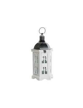 Farol DKD Home Decor Acabado envejecido Blanco Gris oscuro Madera Cristal 19 x 17 x 39 cm