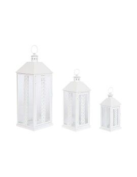 Lanterna Home ESPRIT Branco Cristal Ferro Shabby Chic 20 x 20 x 55 cm (3 Peças)