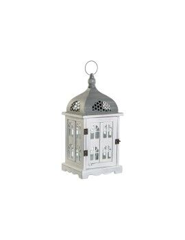 Farol DKD Home Decor Acabado envejecido Blanco Gris Madera Cristal 19 x 19 x 42 cm