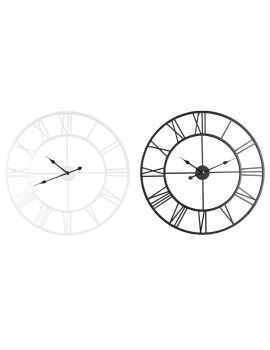 Reloj de Pared Home ESPRIT Blanco Negro Metal 80 x 3 x 80 cm (2 Unidades)