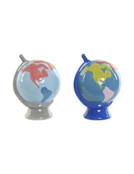 Hucha Home ESPRIT Dolomita Globo Terraqueo 14,5 x 13,5 x 19 cm (2 Unidades)