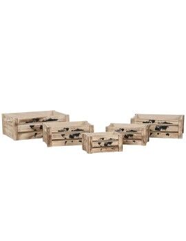 Juego de Cajas Decorativas Home ESPRIT Marrón Negro Madera de Paulonia Mapamundi 39 x 28 x 14,5...