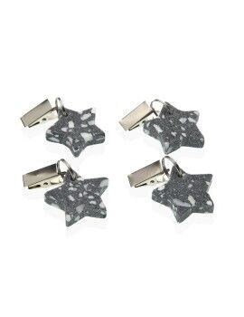 Pinza Sujeta Manteles Versa Metal Plástico Aleación de Zinc 7 x 3 cm Estrella 4 Piezas